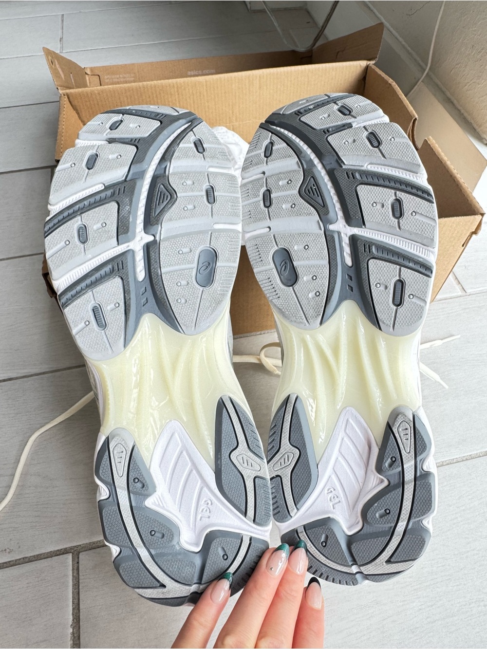 ASICS White Athletic Sneaker with Cream Laces - Picture 6 of 9